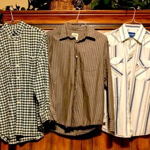 Men’s long sleeve shirts, Size Medium. Three shirts sold as set. Gently worn.